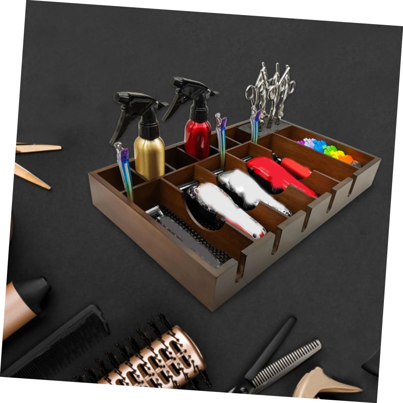 1pc Clipper Storage Rack Barber Tools Box Wooden Hair Clipper Stand Hairdressing Tools Holder