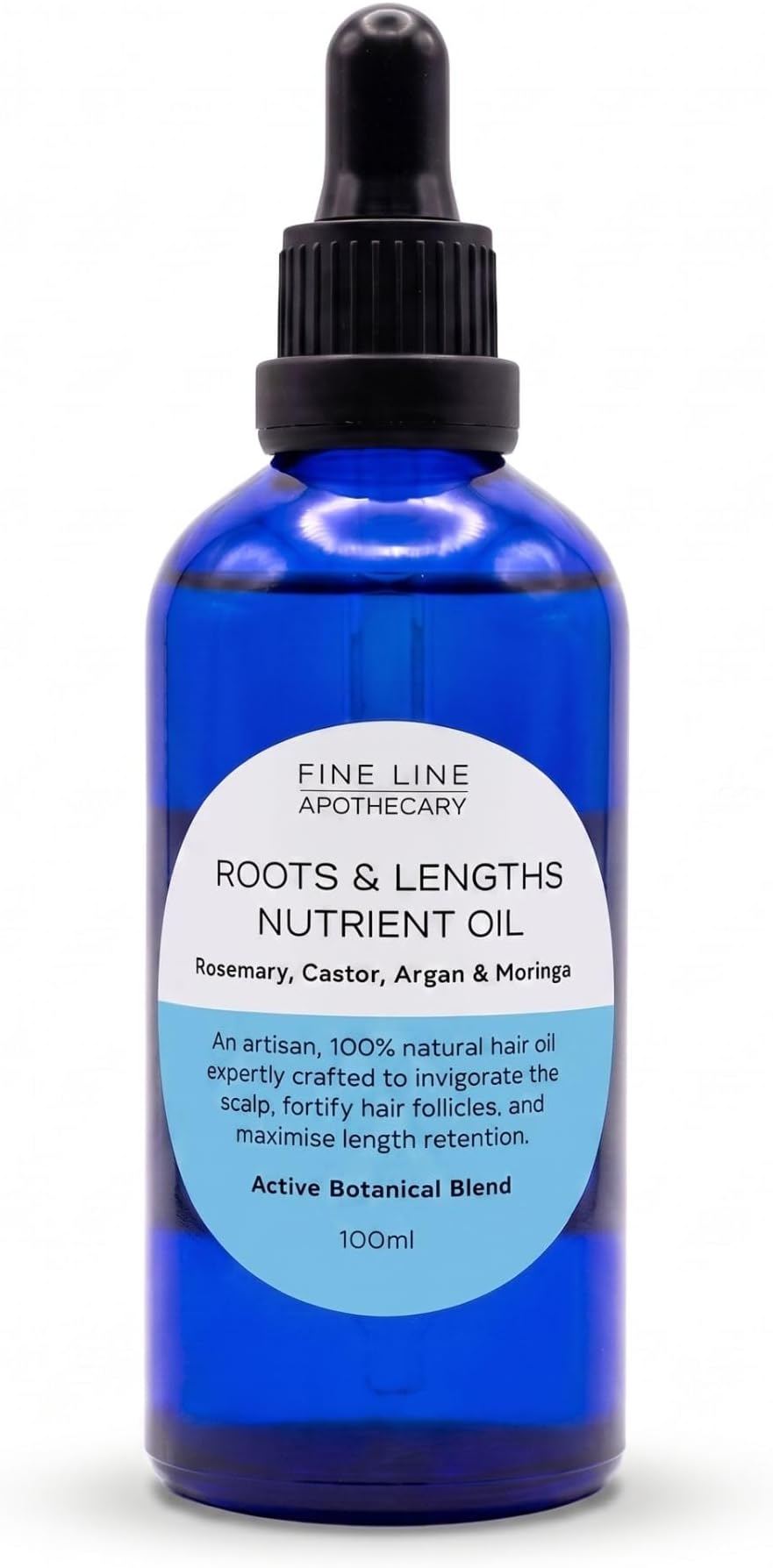 100% Natural Hair Oil – Rosemary & Castor Scalp Stimulator – Artisan Argan, Moringa & Vitamin E – Follicle Vitality & Length Retention – Vegan – UK Made – 100ml