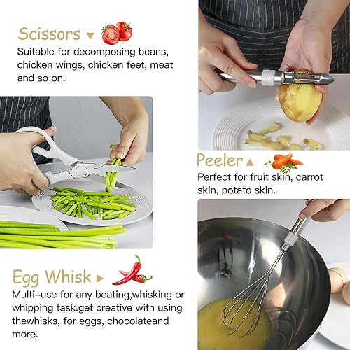 Miniatura 6 de Juego de utensilios de cocina de silicona, 33 utensilios y cucharas antiadherentes, juego de espátulas de silicona y acero inoxidable, las mejores