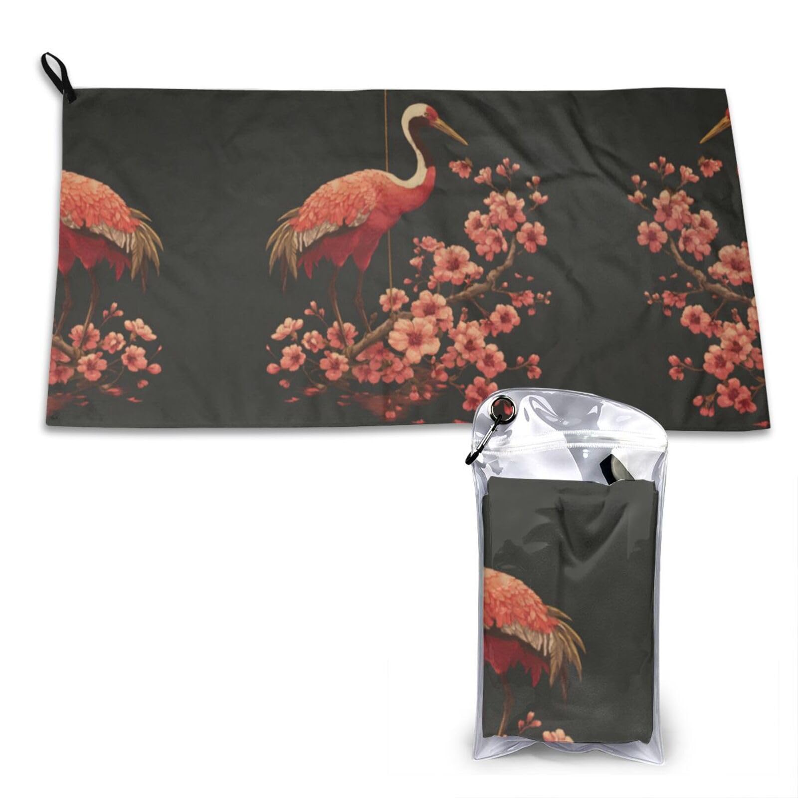 Wxwjshmgc White Cherry Blossom Crane Print Cooling Towel, Gym Towel,Cooling Towels For Neck, Soft Breathable Travel Cool Towel,Sports Towels For Gym,Camping