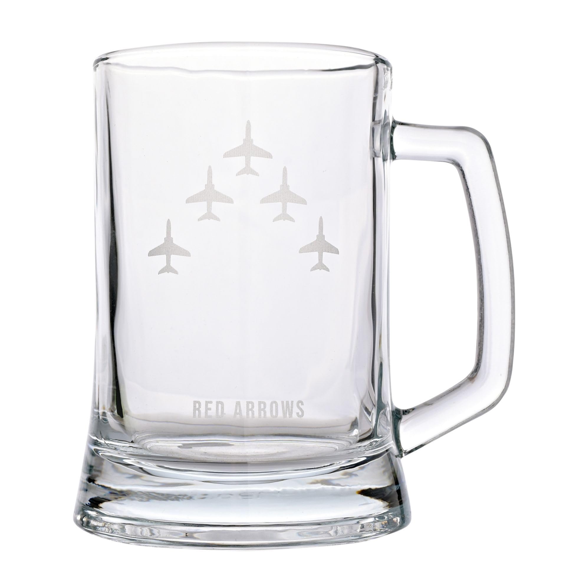 Widdop and Co Officially Licensed Royal Air Force RAF Glass Tankard - Red Arrows - Etched Graphic Drinking Beer Mug - Home Bar, Kitchen & Dining Accessory for Men, History & Aviation - 480ml / 16oz.