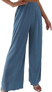 DKaony Casual Wide Leg Long Pants, Wide Leg Pants for Women Breathable Pleated for Daily Wear