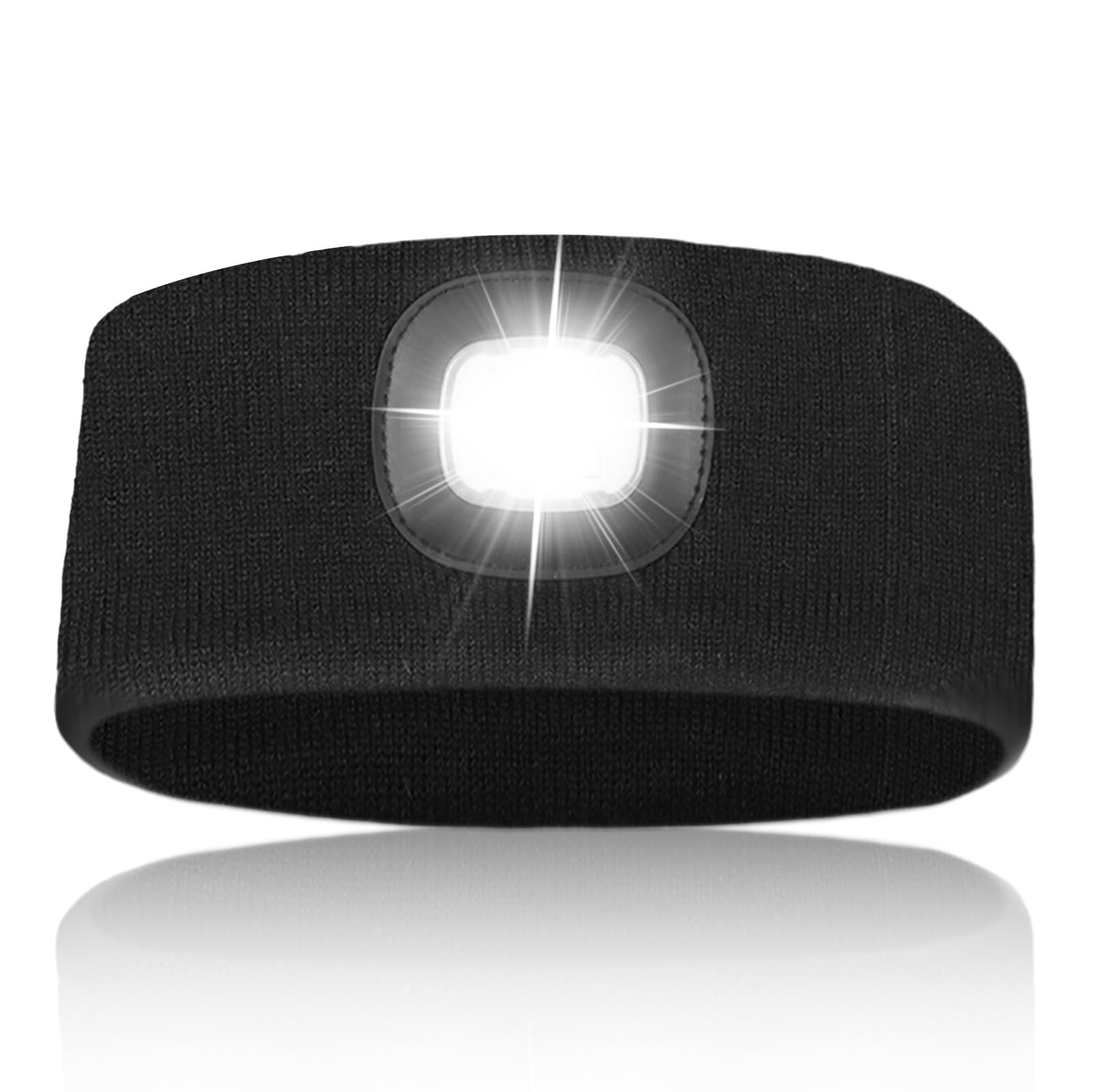 Danolt LED Stirnband mit Licht, Wiederaufladbare USB mit Vier Kleinen Leuchtperlen für Camping, Wandern, Weihnachten Geschenk