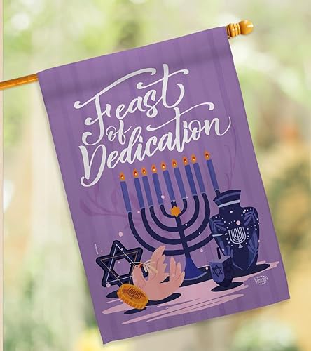 Miniatura 9 de Feast of Dedication Wall - 2 banderas para patio, césped, jardín, decoración de habitación, tapiz al aire libre, letrero de arte para menorá,