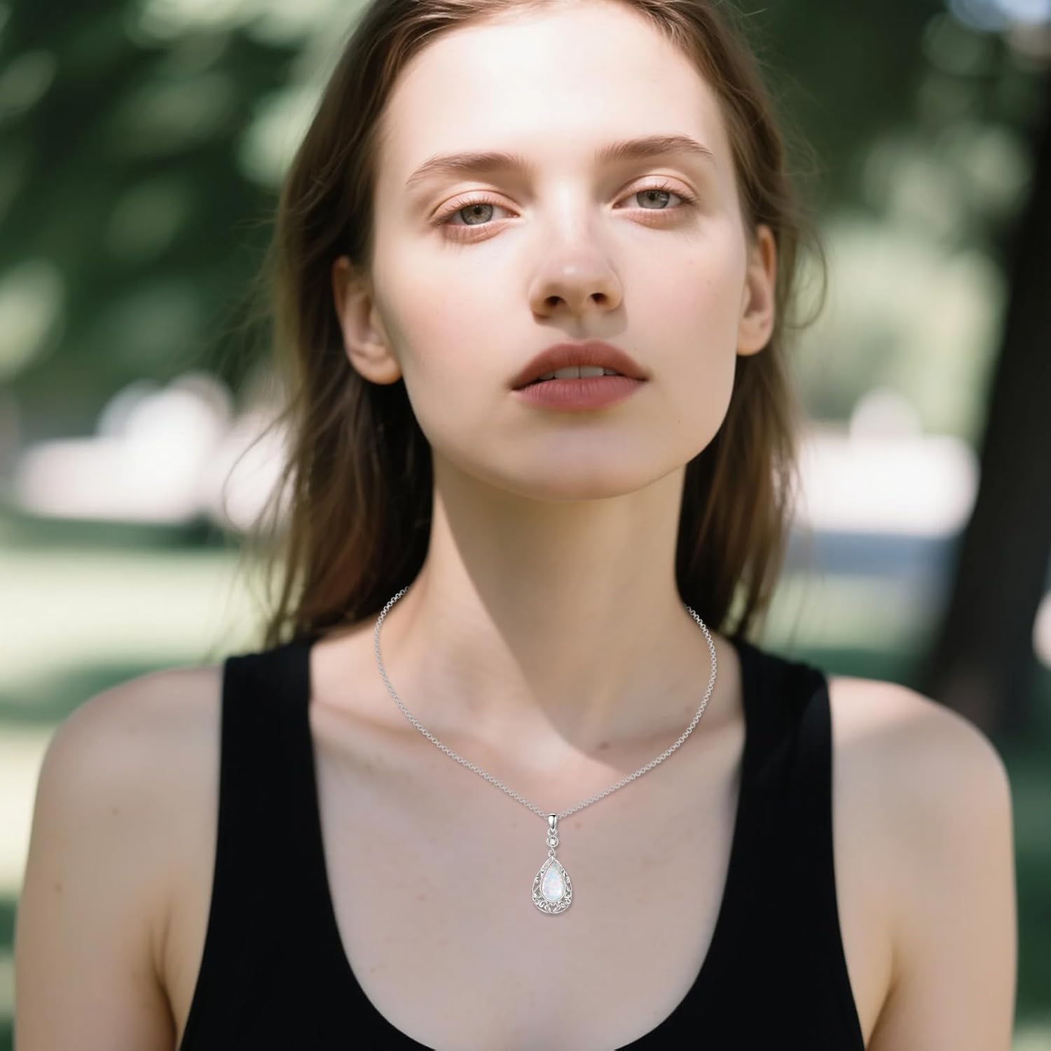 Diamond Opal/Tree of Life/Mustard Seed/Mountain/Celtic Knot Necklace for Women, 925 Sterling Silver Lab-Grown Diamond Pendant Necklaces Jewelry Gifts for Her - Image 4