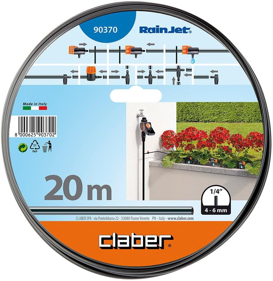 Tubo Capillare Flessibile PE Nero Claber 20m 1/4" (4-6mm) 13 619TdYuiveL. AC SL1000