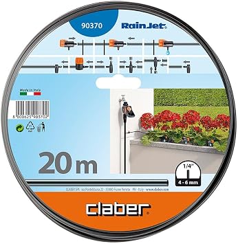 Claber Feeding Tube 20 m, 1/4 (4-6 mm) Black Flexible PE Tube