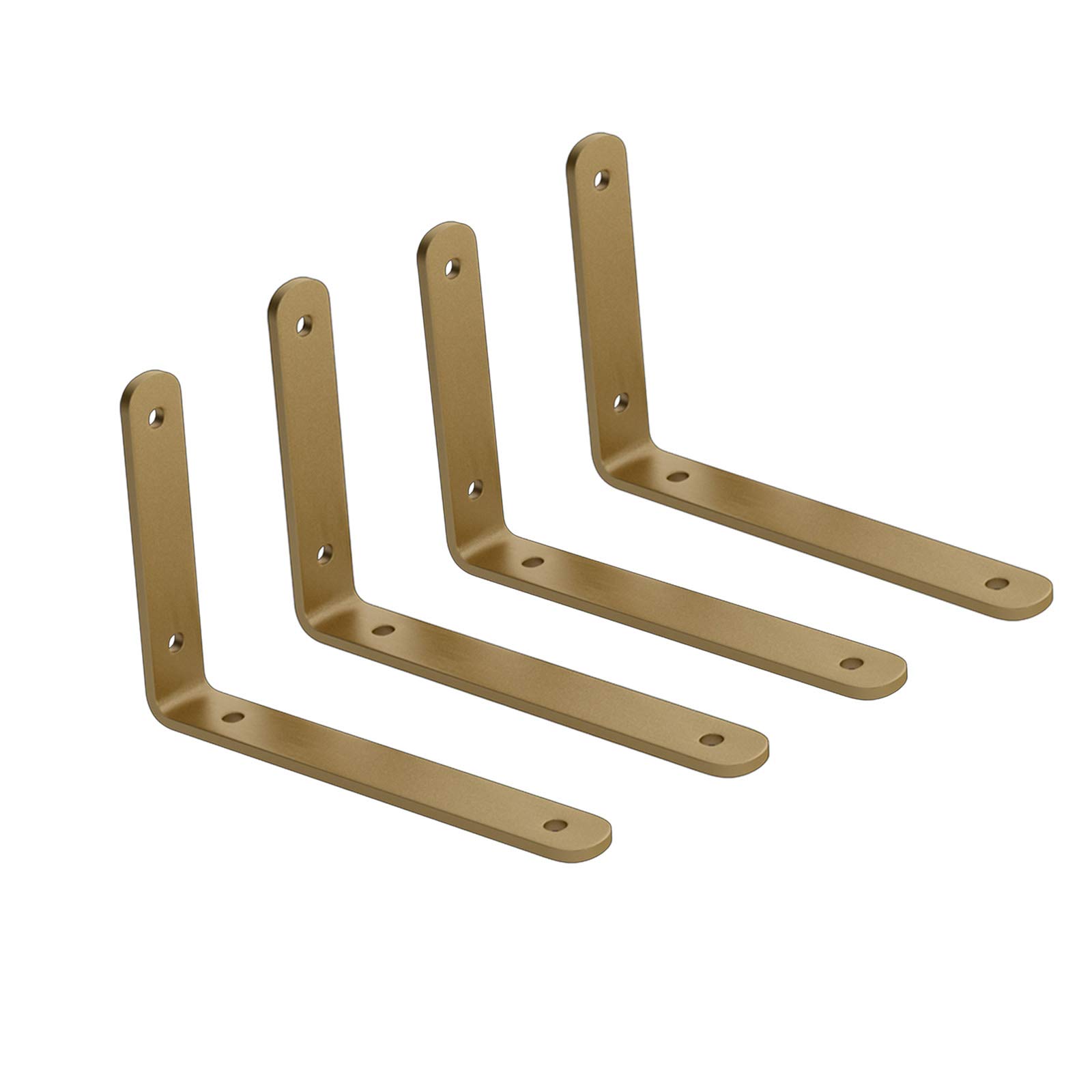 Industriale Squadretta Supporto per Ripiani,4 Pz Attaccatura a Parete Staffe Mensoleper Mensole Camera da Letto/Cucina/Ufficio,Supporti in Metallo,con Viti (15cm/5.91in,Gold)