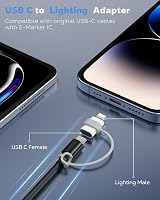 MoKo USB C - Lightning Adapter iPhone 14/13/12/11/X Sorozathoz, iPad/AirPods Készülékekhez, Töltés és Adatátvitel Támogatással, Elvesztésgát 2