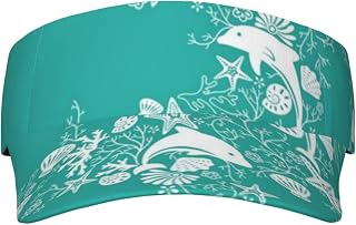 XIXIAN Dolphins Flowers Sea Starfish Coral Seashell Printed Adult Sunscreen Visor Cap Lightweight and Breathable Adult Sun Visor Empty top hat Versatile Outdoor hat