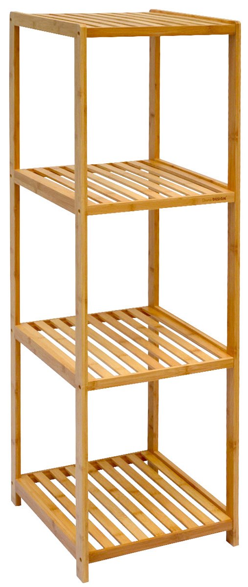 DuneDesign Bamboe Houtenplank 125x38x40cm - 4 Vakken Badkamerplank Keukenplank Badkamerkast