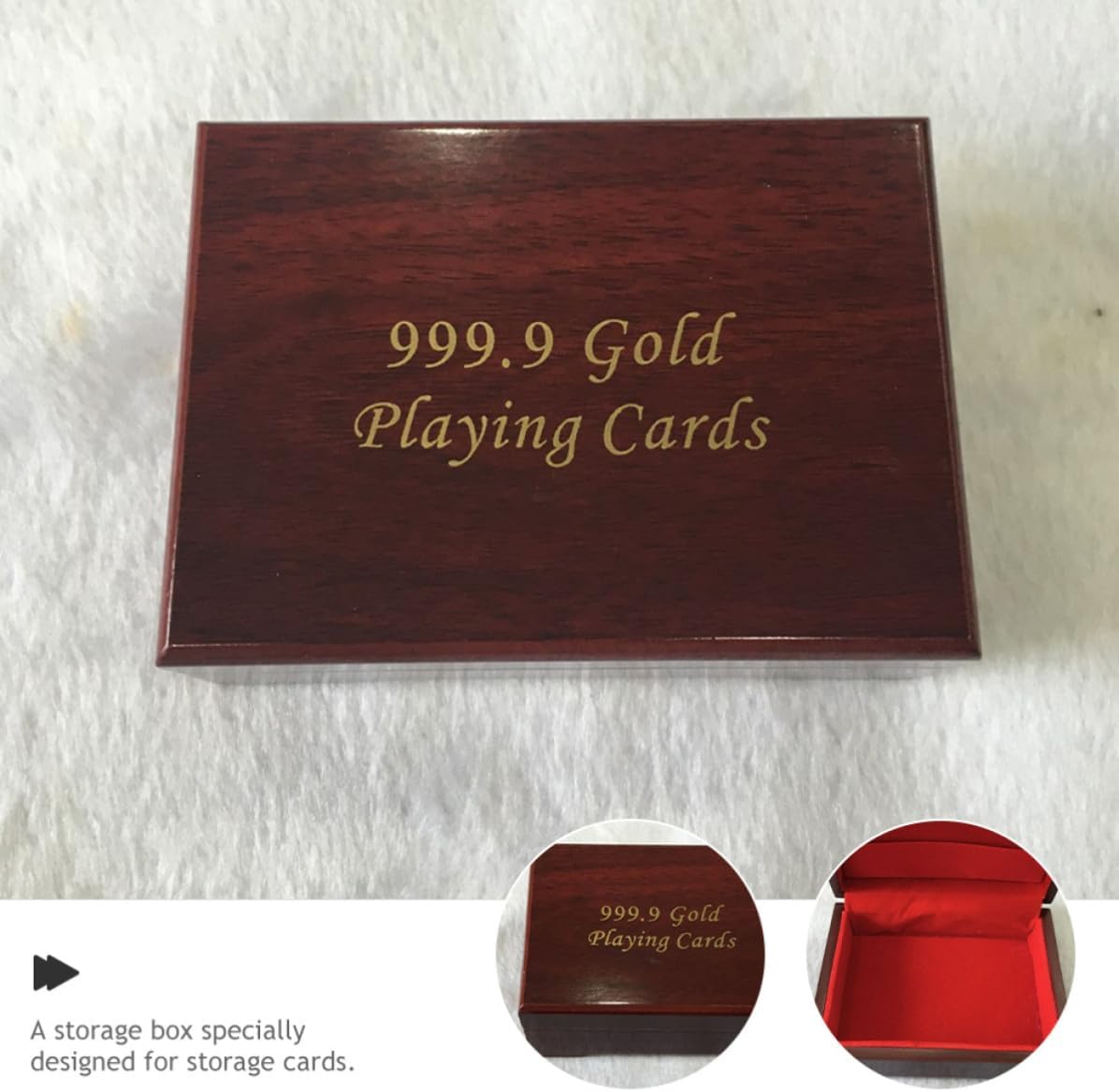 SHOWERORO Wooden Playing Card Storage Box for Players Rectangular Wood Case image 3