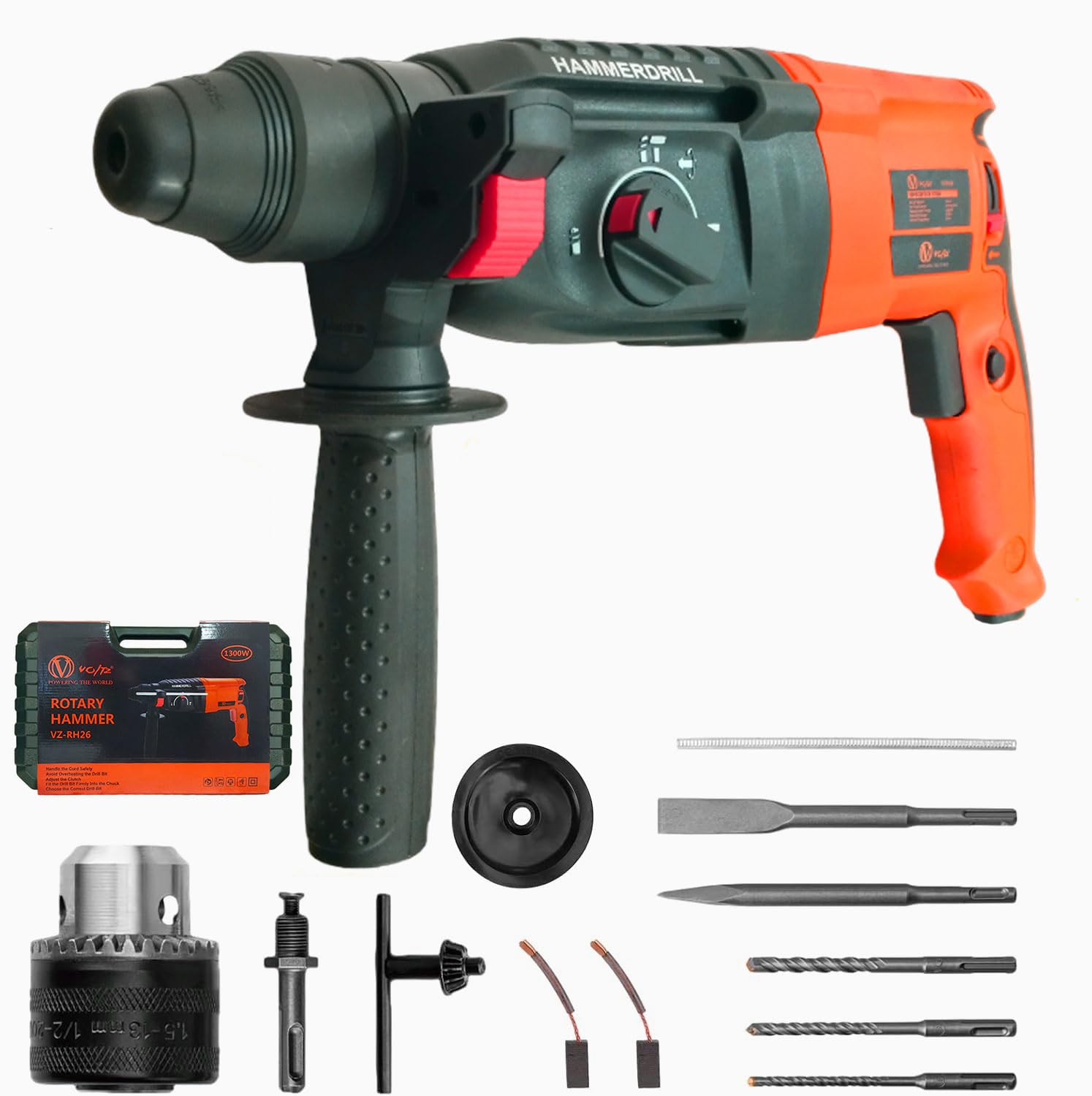 VOLTZ VZ-RH26 Rotary Hammer with 3 Modes, 1300W, Copper Armature, SDS Plus Chuck :26 mm, 950 RPM, Impact Energy 3J with Vibration Control Selector with Forward/Reverse Switch (B0CTFLRCZH) Amazon Price History, Amazon Price Tracker