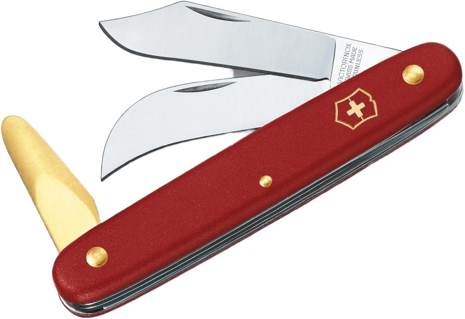 Victorinox Okulier-und Hakenmesser (3 Funktionen, Klinge spitz und bent, Brassing-Rindenlöser) rot