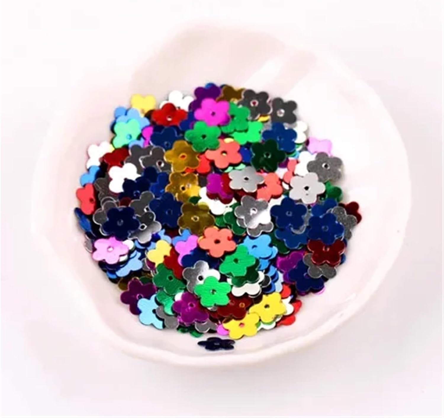 Flat Round Craft Sequins Flower Sequin 6mm Flat PVC Paillettes Loose for Needlework Craft Sewing Fittings 100g(Silver Base Mix Flat)