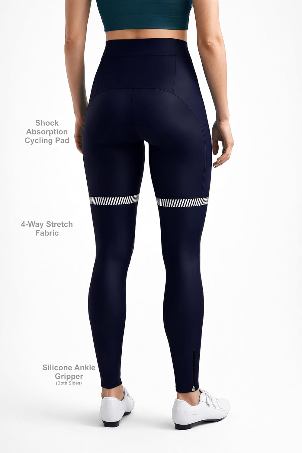 WIXEN Women’s Thermal Cycling Tights 4D Padded Bike Pants, Fleece Lined Windproof Biking Leggings with Side Pockets - Image 4