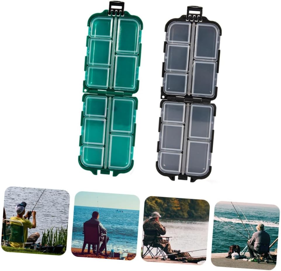 2pcs Fishing Bait Storage Box Multiple Compartments Tackle Organizer for Hooks and Lures for Fishing Enthusiasts
