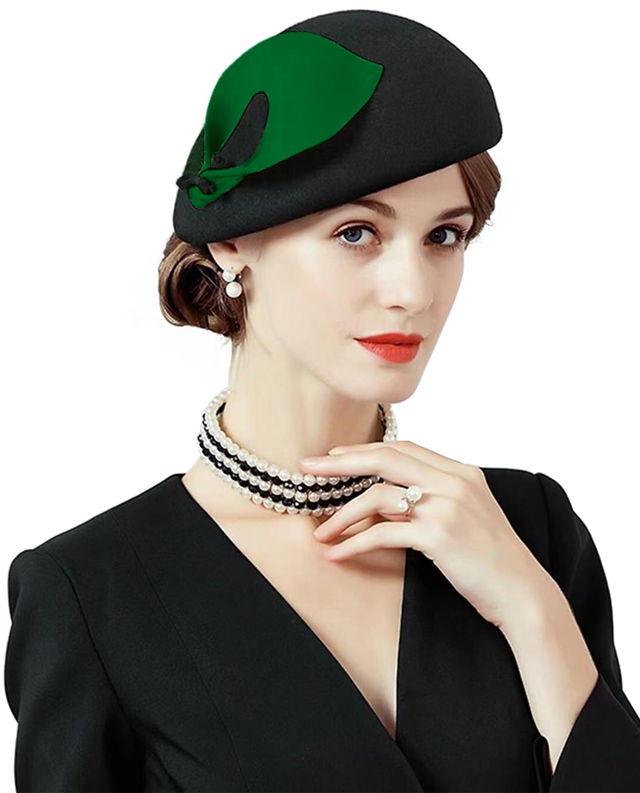 ORIDOOR Women Vintage Wool Felt Flowers Hat Church Wedding Dress Fascinator Hat Winter Felt Fedoras