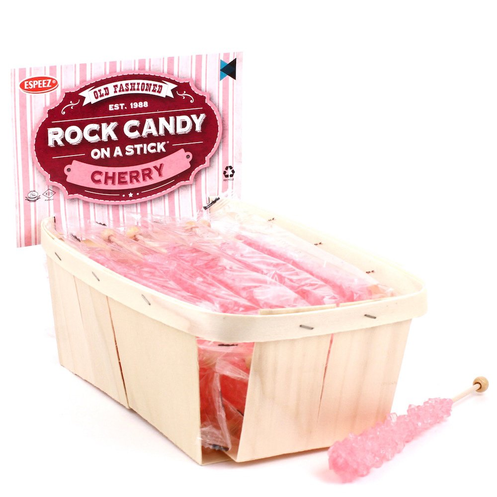 Extra Large Rock Candy Sticks: 24 Pink Cherry Lollipop - Individually Wrapped - Espeez Rock Candy Sticks for Candy Buffet, Birthdays, Weddings, Receptions and Baby Shower