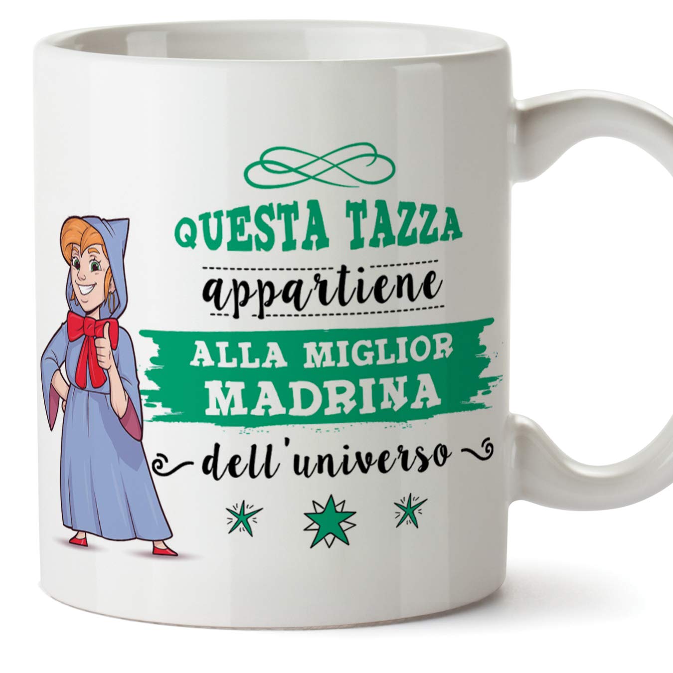 (Mug in Italian) godmother Original coffee cups and breakfast Madrinas - This cup belongs to the best godmother of the universe - Ceramica 350 ml — image 1