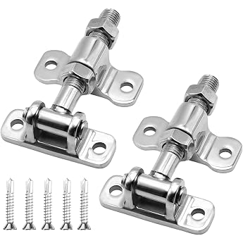 Set of 2 Adjustable Gate Hinge M16 x 105 mm Hinges Heavy Duty with 5 x M4.8 Screws Garden Gate Hinge Stainless Steel for Farms Ranch Gates / Double Post Fence Gates / Yard Gates / Metal Gates
