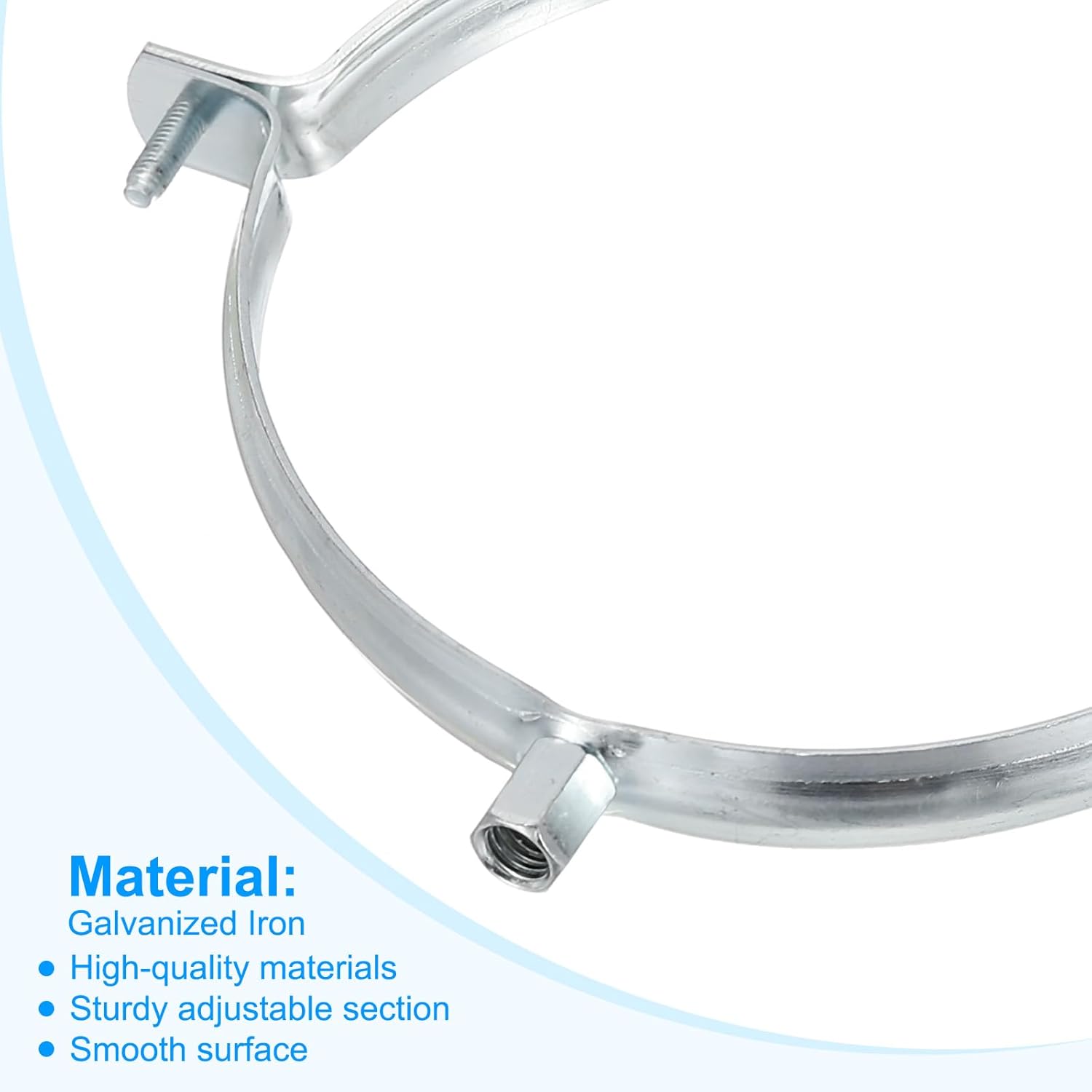 PATIKIL 6 Inch Pipe Clamp, 2 Pack Galvanized Pipe Hanger for All Types of Ventilation, Round Straight Channels to The Wall or Ceiling, Silver