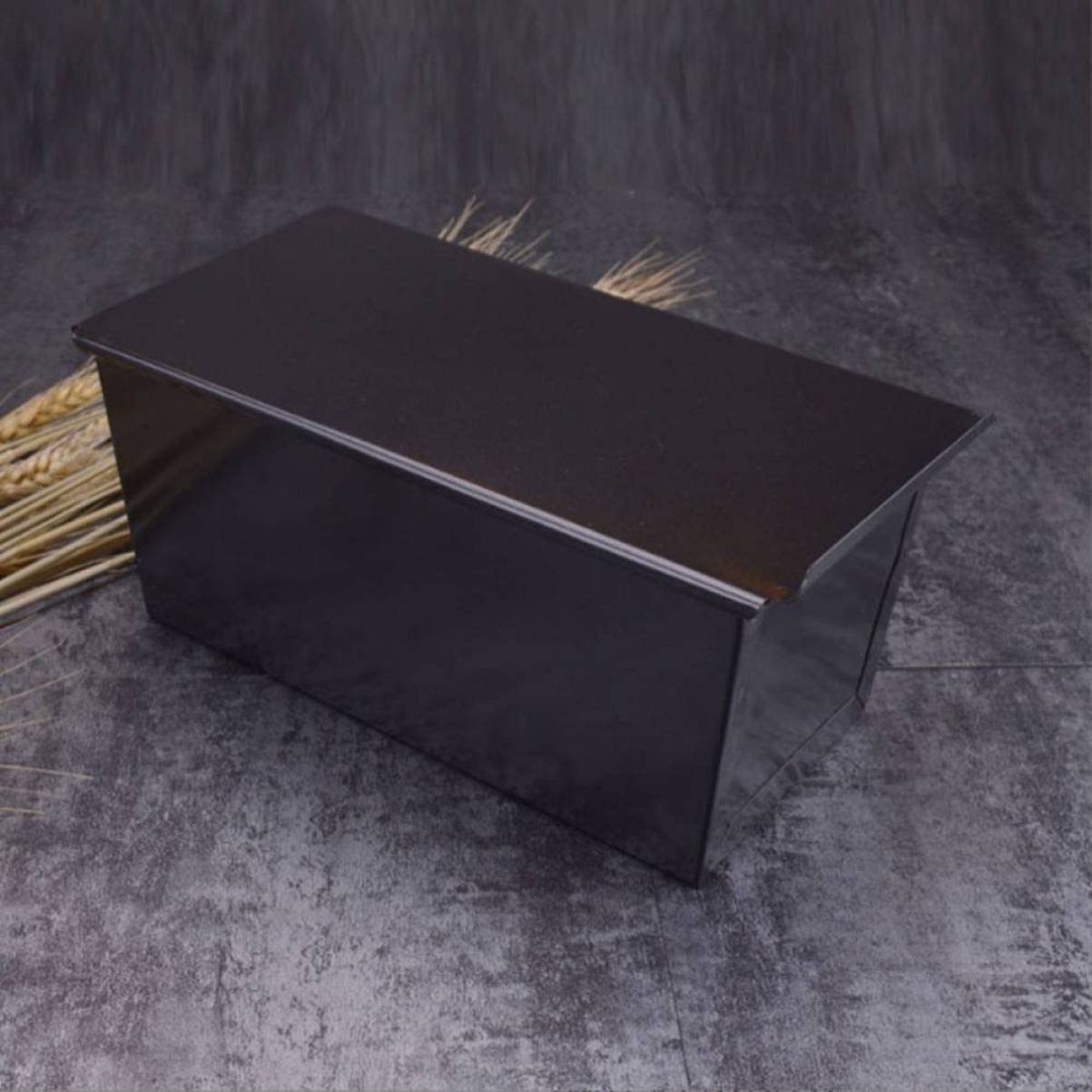 UPKOCH Molde para Pan Negro con Tapa de Acero Inoxidable 450 G | Antiadherente, Conducción Térmica, Uso Doméstico, para Hornear Pan y Tostadas