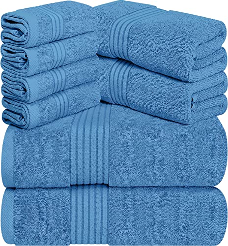 Utopia Towels 8-Piece Premium Towel Set, 2 Bath Towels, 2 Hand Towels, And 4 Wash Cloths, 100% Ring Spun Cotton Highly Absorbent Towels For Bathroom, Sports, And Hotel (Electric Blue) #TOP28