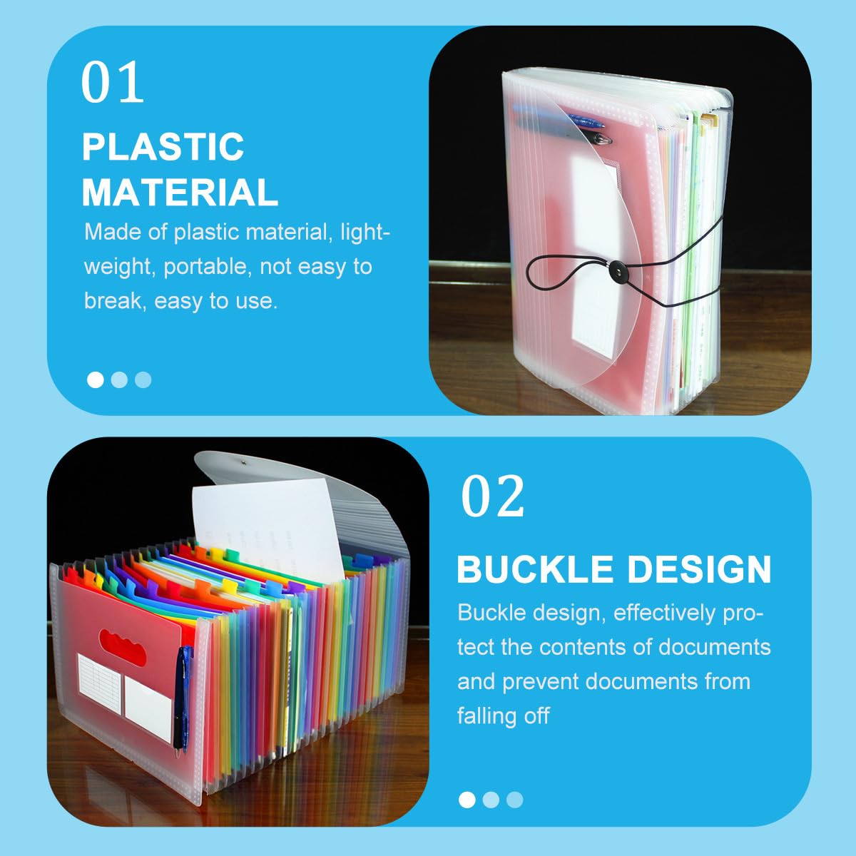ifundom Cartella Portadocumenti Espandibile a Fisarmonica Trasparente 24 Tasche in Plastica Rigida Coperchio ed Etichette, Organizer Documenti per Ufficio, Scuola e Casa, Archivio File