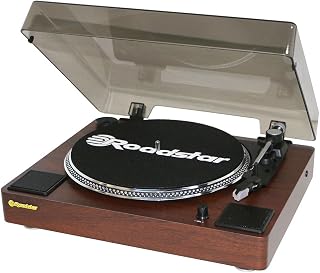 Roadstar TT-260SPK Plattenspieler, 3 Geschwindigkeiten 33/45/78 U/min, Integrierte Lautsprecher, RCA Audio Out, AUX IN, Auto Stop, Vintage, Holz