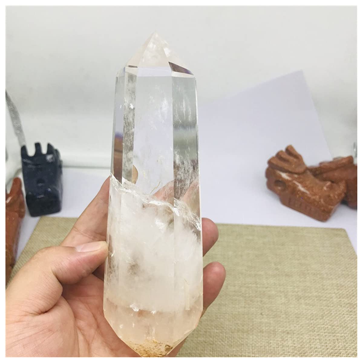 Cristal Natural 300-400G Cristal de racimo de Cuarzo Transparente Natural, Piedra de Cristal for decoración del hogar ERTEYIN