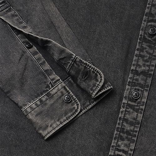 Image of Wrangler Men's Solid Black Denim Shirt (Regular)
