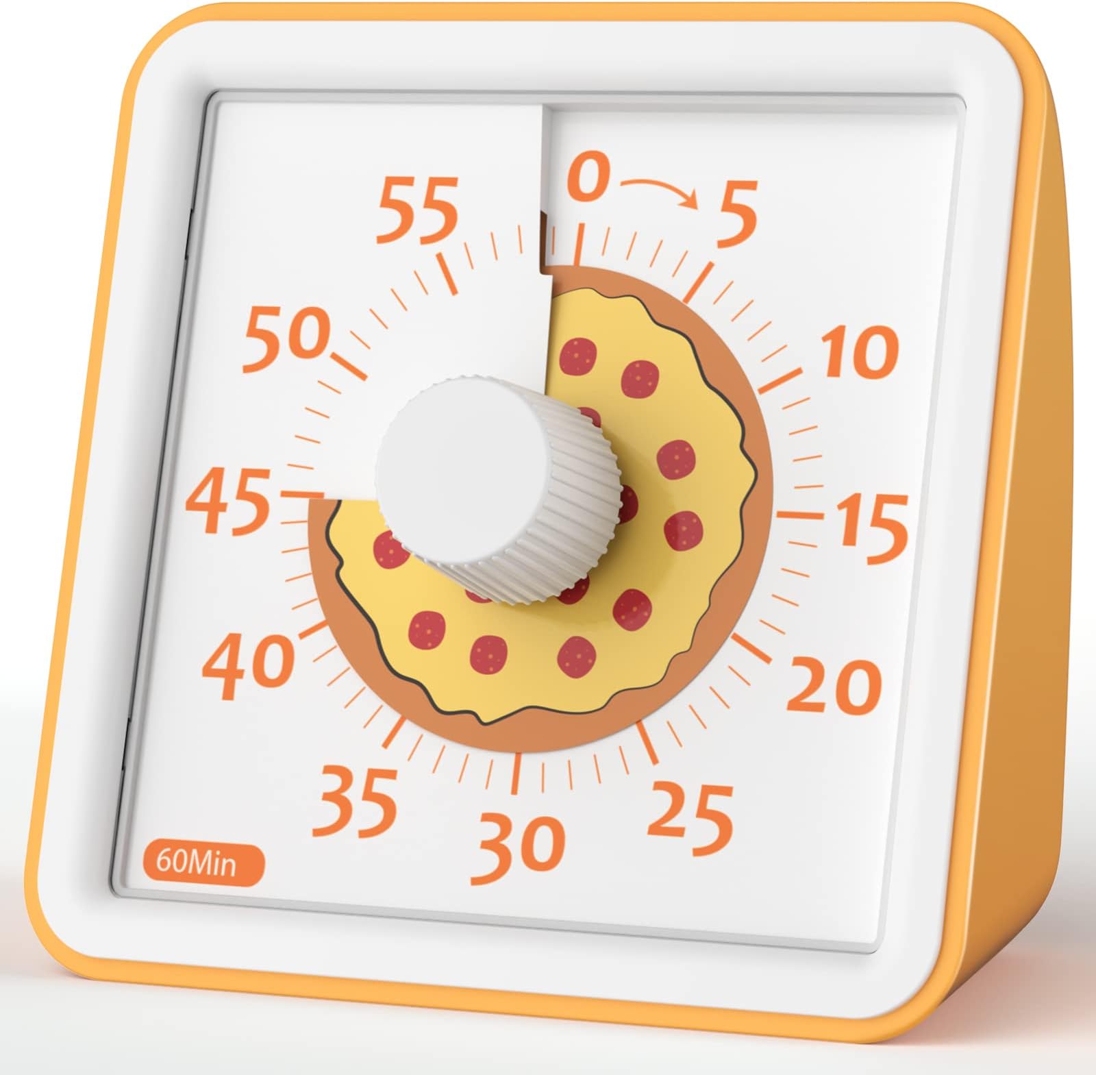 LIORQUE 60 Minute Visual Timer for Kids, Visual Countdown Timer for Classroom Office Kitchen with 'Pizza' Pattern Design, Pomodoro Timer with Silent Operation (Batteries Included)