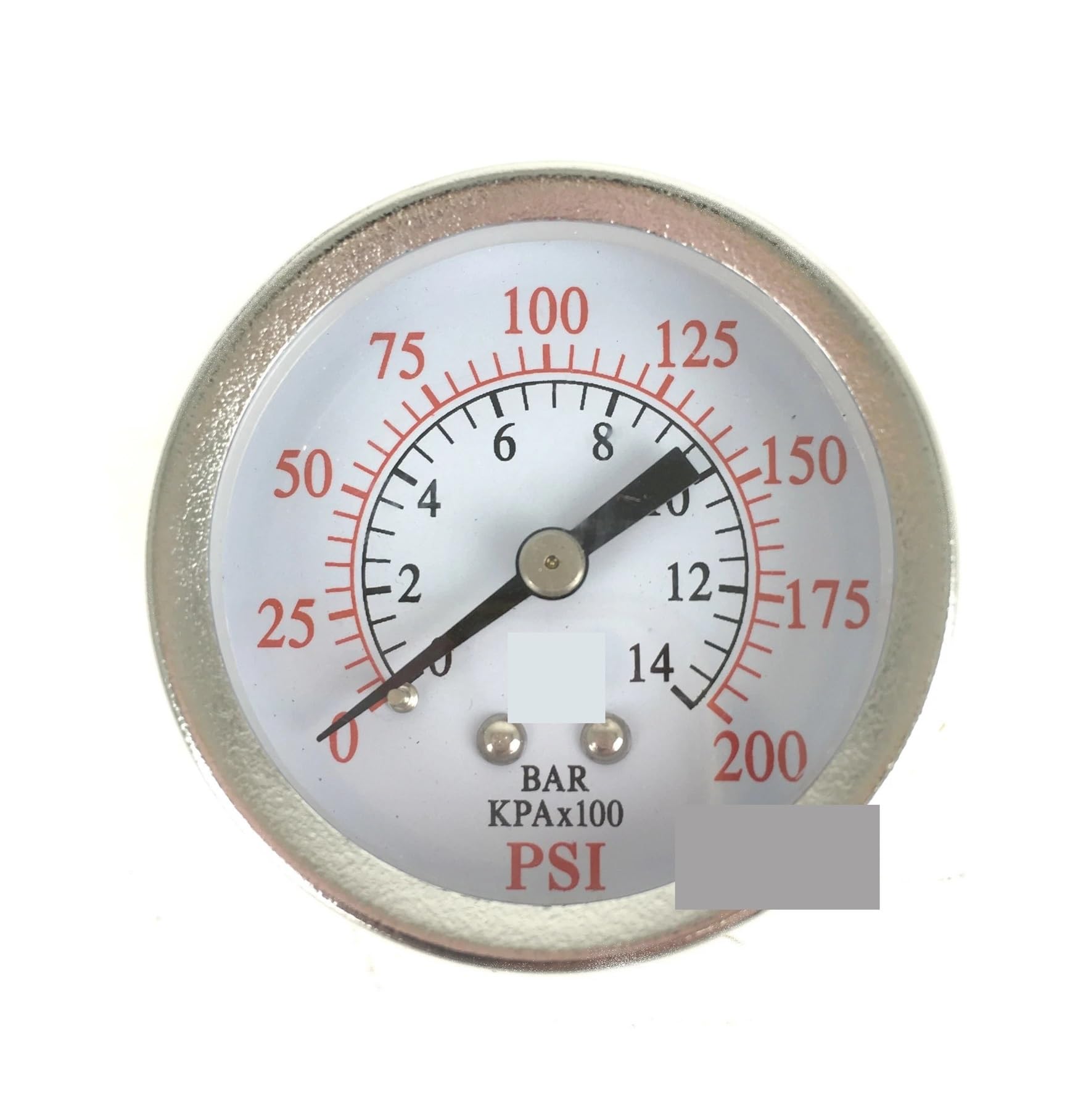 Montaż z tyłu 1/4" NPT 2-1/2" cyferblat - od 0 do 200 psi ciśnieniomierz