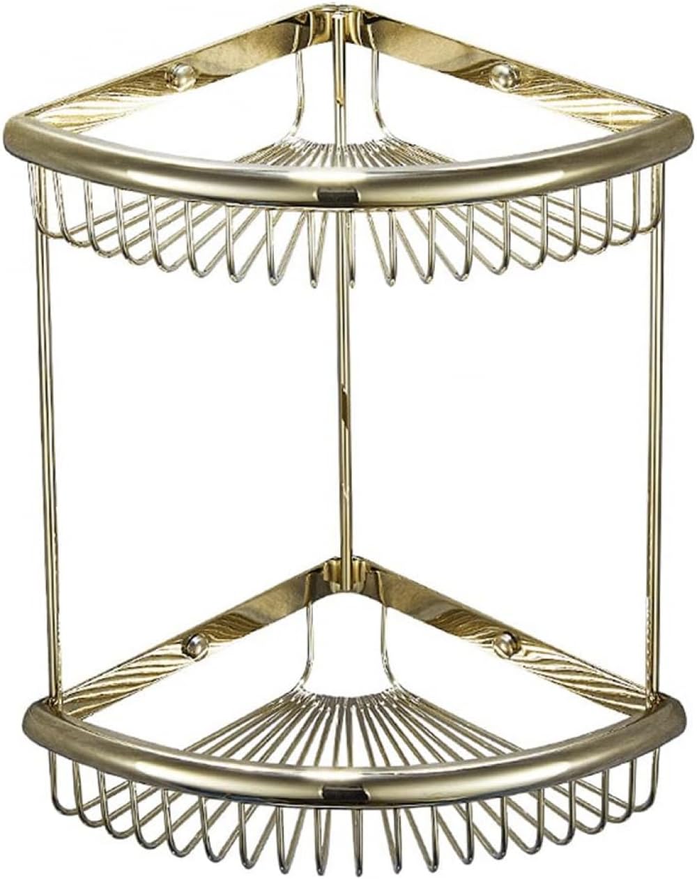 Ruiseawing Corner Shower Shelf Shower Wall Caddy Bathroom Shelf Organiser Golden Corner Shelves Brass 2 Tier Shower Rack