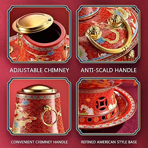 Olla caliente de cobre para carbón estilo antiguo, rojo miniatura 3