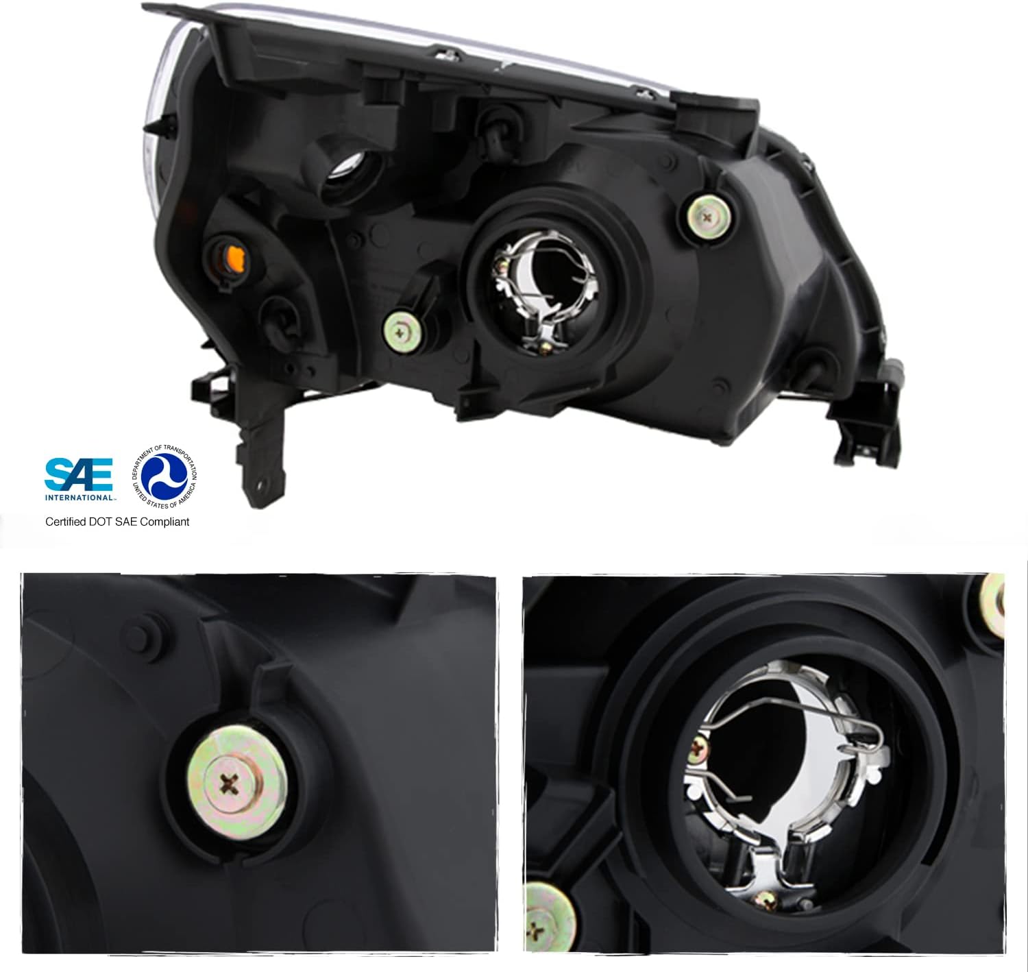 AKKON - For 2003-05 Honda Pilot JDM Black Bezel OE Replacement Headlights Driver/Passenger Amber Head Lamps Pair New