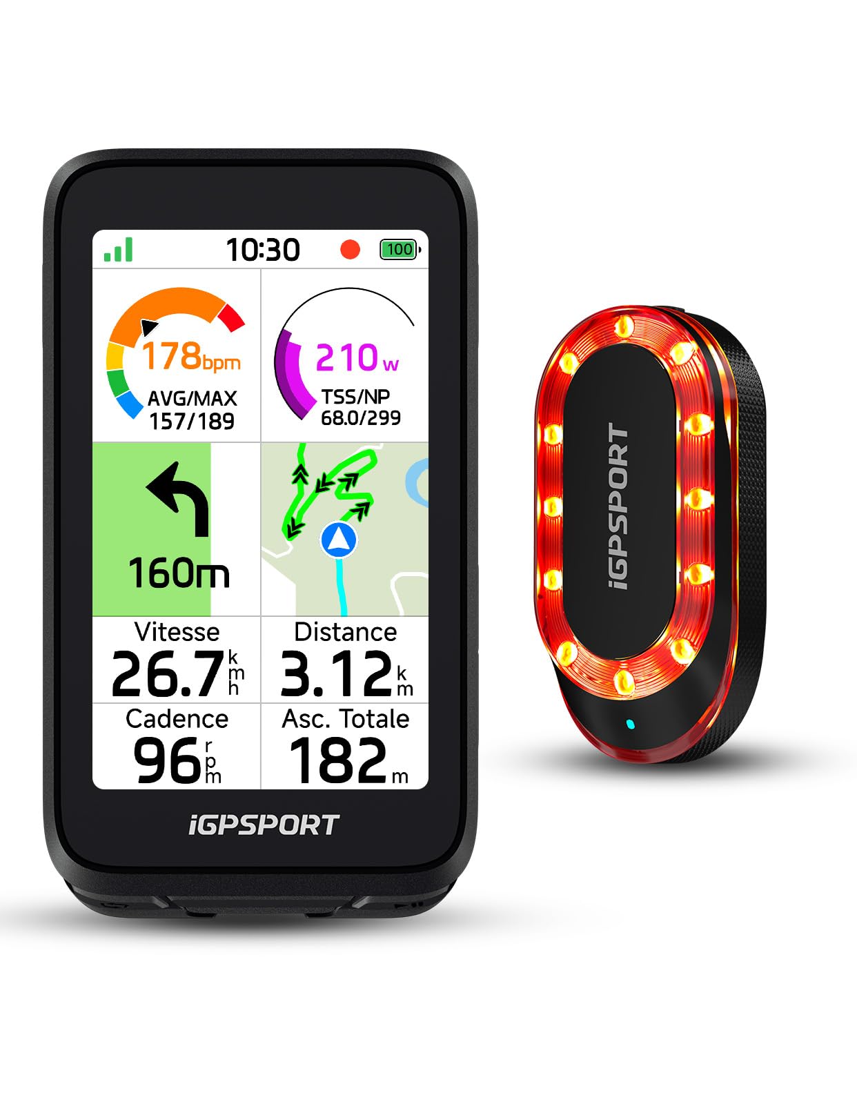 iGPSPORT BiNavi Air Compteur Velo sans Fil et SR Mini Feu Arriere Velo Radar
