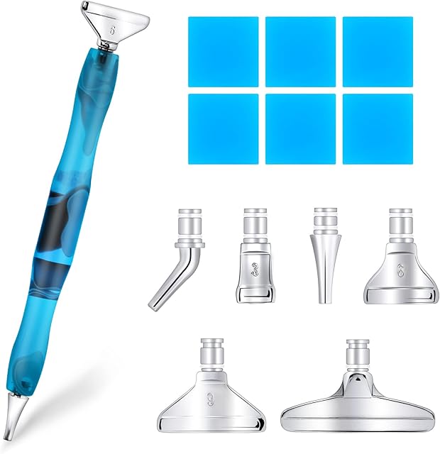Cobee Diamond Pen Accessories Tools Set, 5D DIY Painting Tools with 6pcs Stainless Steel Multiple Sizes Metal Pen Tips and Diamond Embroidery Box Including 6 Pcs Painting Glue Clay