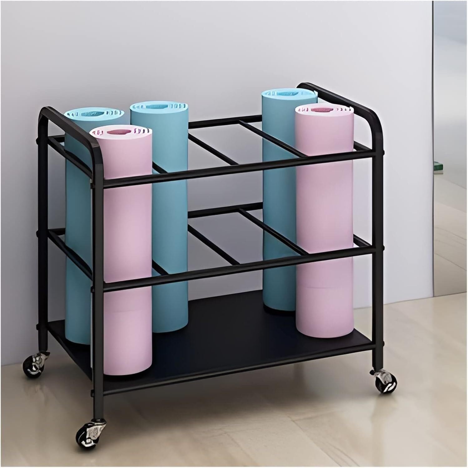 CGCSYZ Yoga Mat Storage Rack Yoga Mat Weight Rack Storage Rack Foam Roller/Exercise Mats Floor Organizer For Yoga Studio/Gym Fitness Organizer (Black)