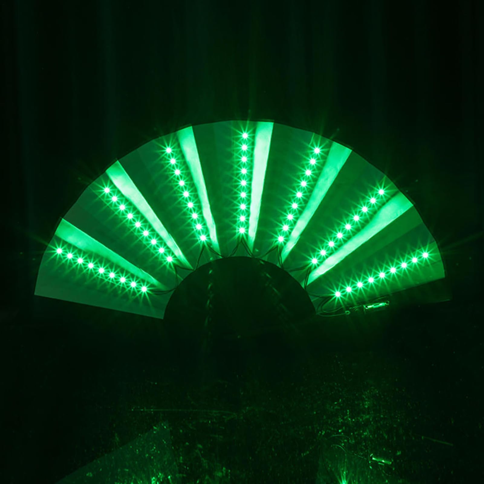 Rianpesn Green Led Chinese Hand Fan,Led Large Folding Fan - Stage Performance Show Light Up Fan Wedding Night Bar Club Fluorescent Props