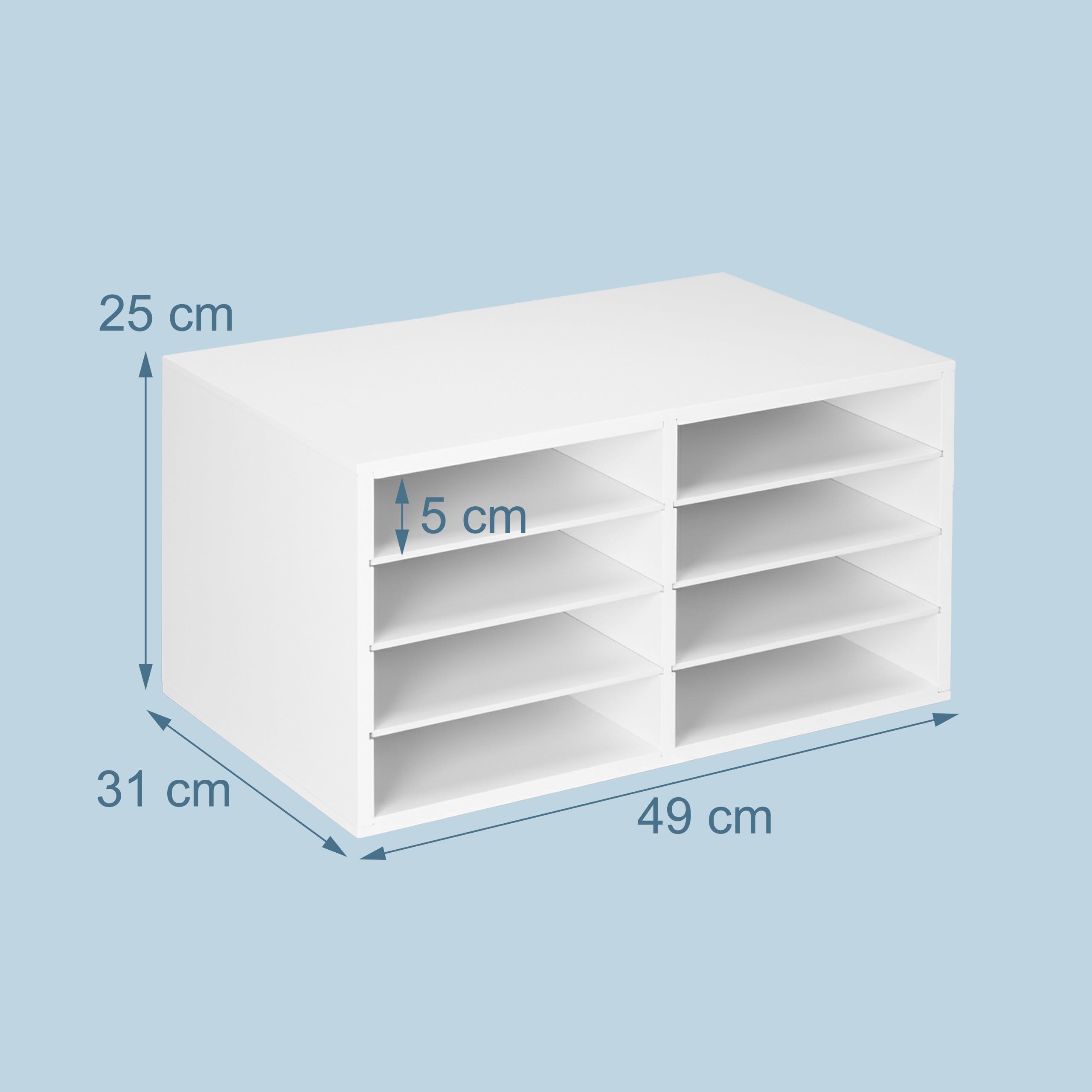Relaxdays Portadocumenti in bambù, DIN A4, 8 Scomparti, Ufficio e Home Office, 25x49x31 cm
