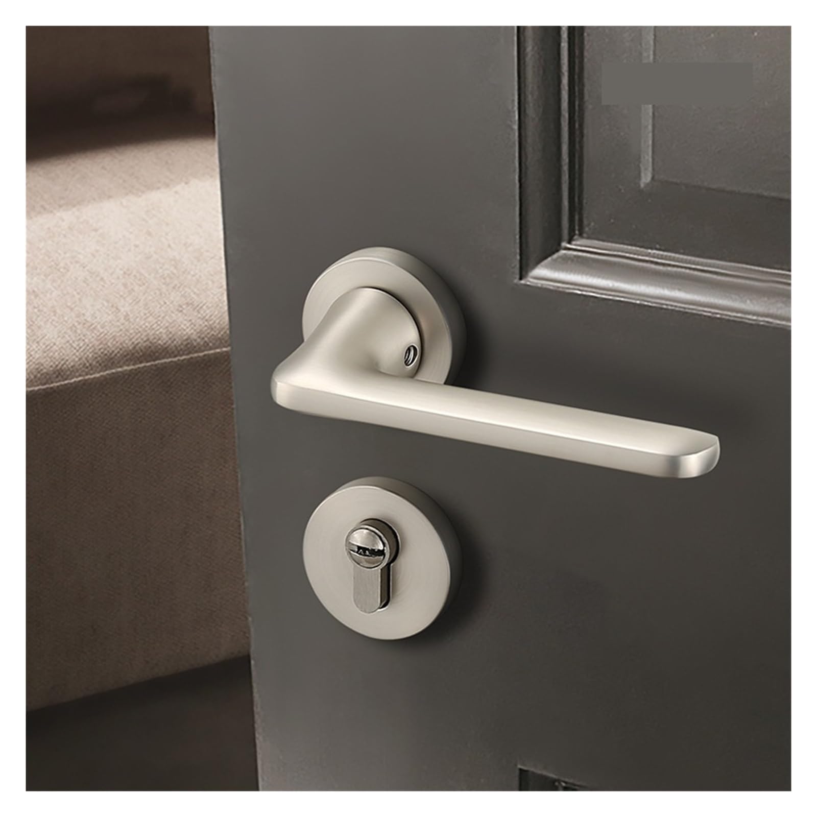 NYRXRYTCA Matt Nickel Door Lock Bathroom Split Lock Room Magnetic Silent zinc Alloy Handle Lock Indoor Door Lock(Type A-Magnetic door lock)