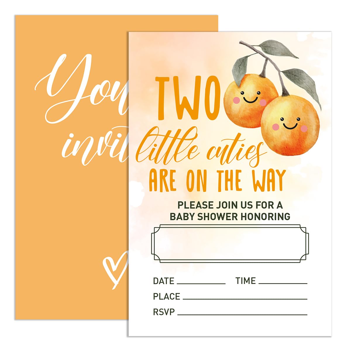 UDNADKEX Baby Shower Invitations for Twin Baby with Envelopes, Invites for Baby Showers Gender Neutral Party, Two Little Cuties Baby Shower Invite