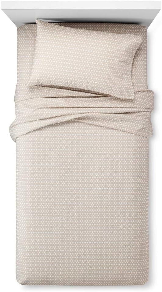 Room Essentials Jersey Sheet Set Diamond Geo Tan/White Twin
