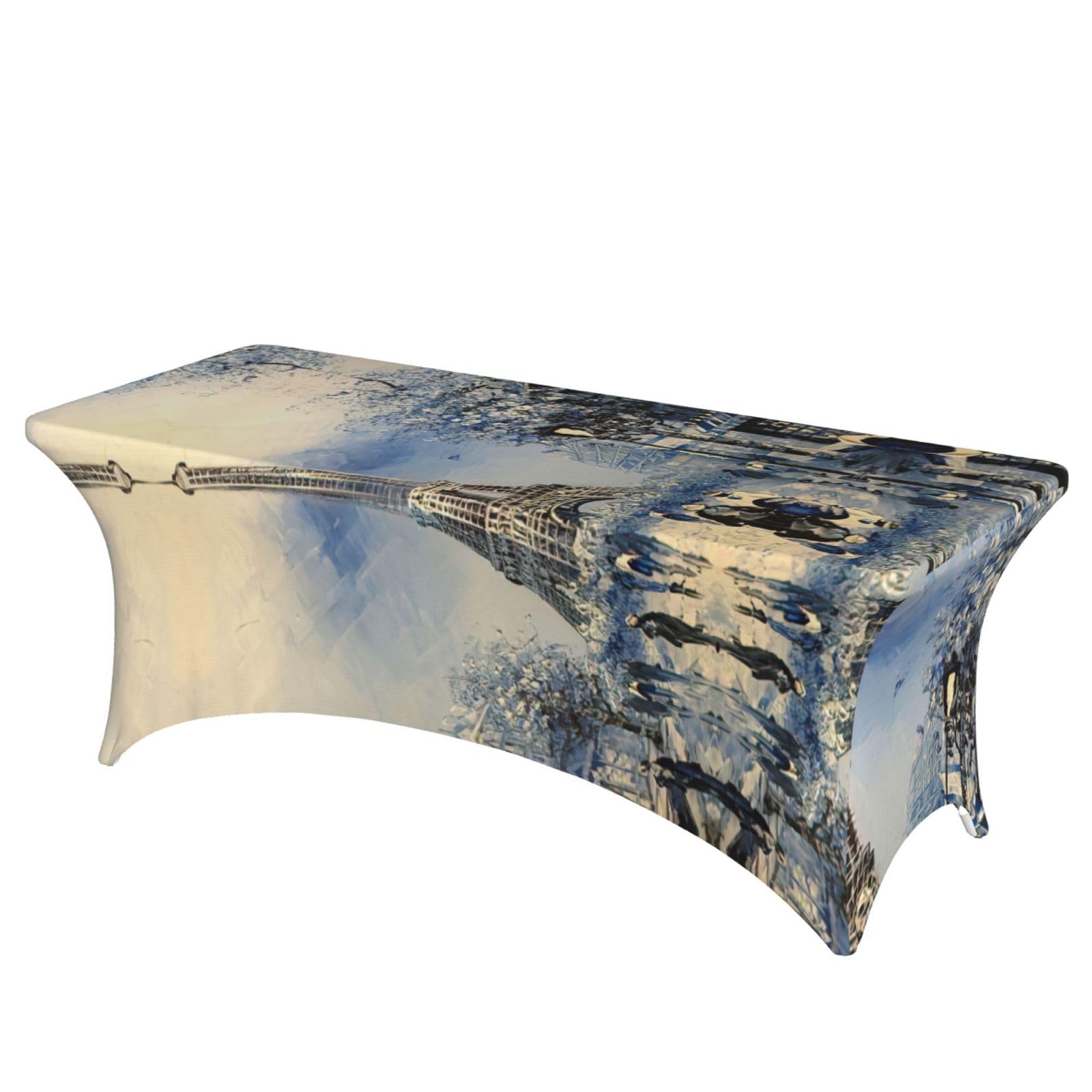 Housse table élasthanne extensible motif Paris nappe rectangulaire infroissable 1,8m