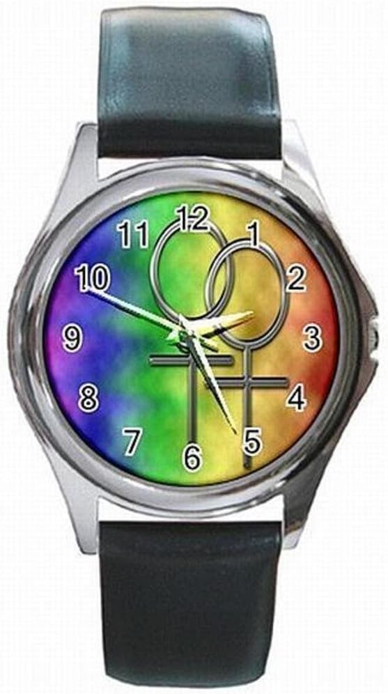 Daguys Custom Gay Unity Rainbow Colorful Leather Watch Wrist Watch Unisex Watch