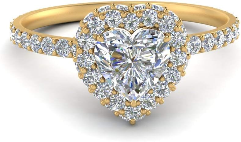 Fascinating Diamonds GIA Certified 1 1/3 Ctw Natural Diamond Rollover Classic Halo Engagement Ring For Women 14K Solid Gold 1/2 Carat Center SI1-SI2 Clarity & F-H Color (Premium Collection)