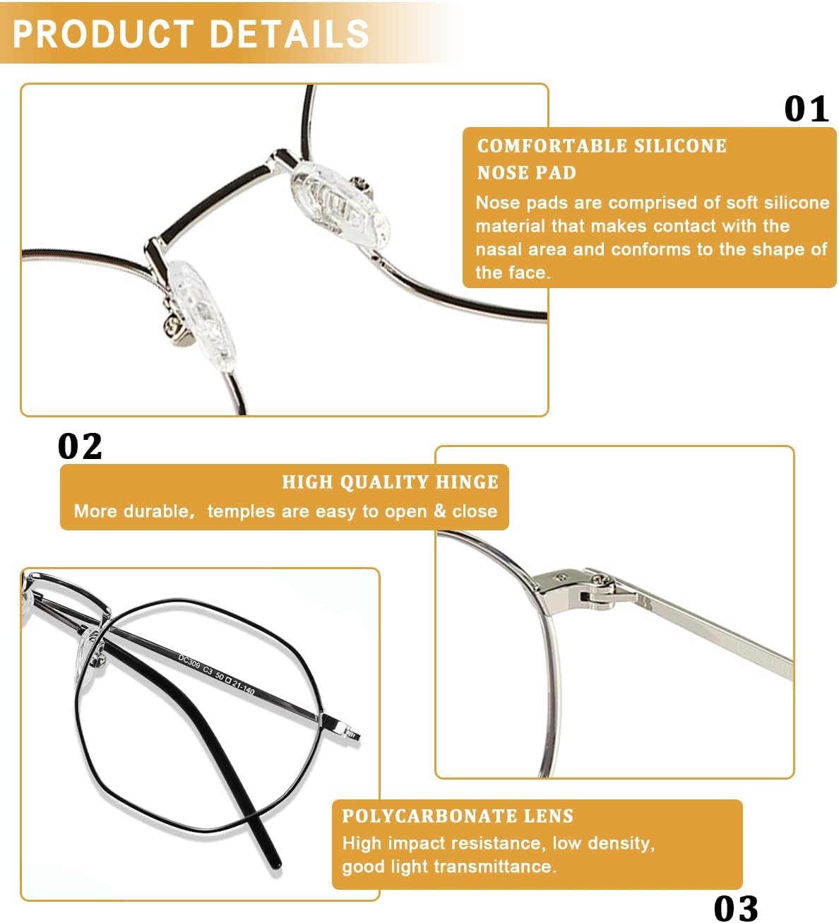 DUCO Small Round Blue Light Glasses For Women Men Blue Ray Blocking Glasses 8215 - Image 4