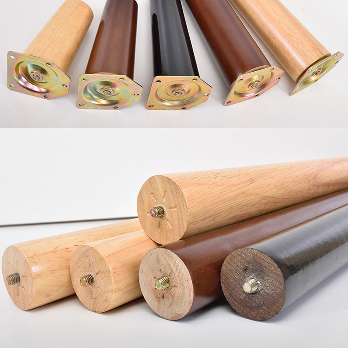 Piedini da Tavolo in Legno 4 PZ, Gambe per Mobili in Stile Mid-Century per Scrivanie Sedie Comodini Tavolini da Caffè, Incluse Viti(Wooden straight,30cm/11.8in)